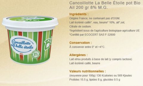 cancoillotte bio à l'ail